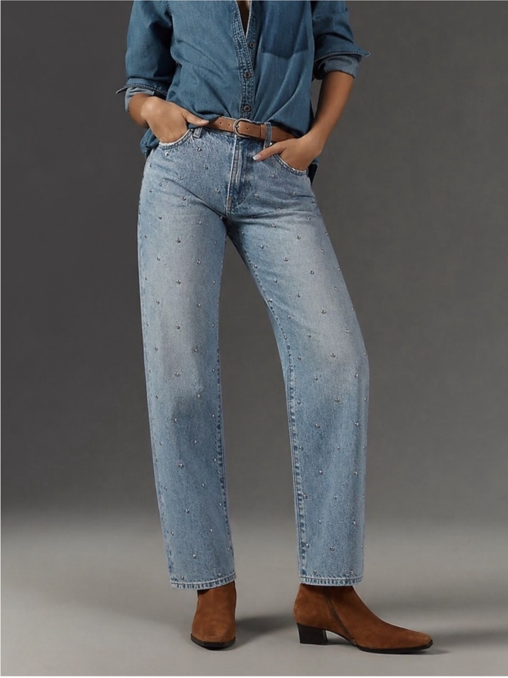 Pistola Lexi Bowed Barrel Leg Studded Aries Jeans size 26